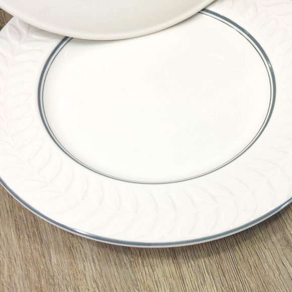 Syracuse Plates Dinnerware Serving Dishes 2 Pc. Dining Set Plates Leaf Embossed - Picture 7 of 12